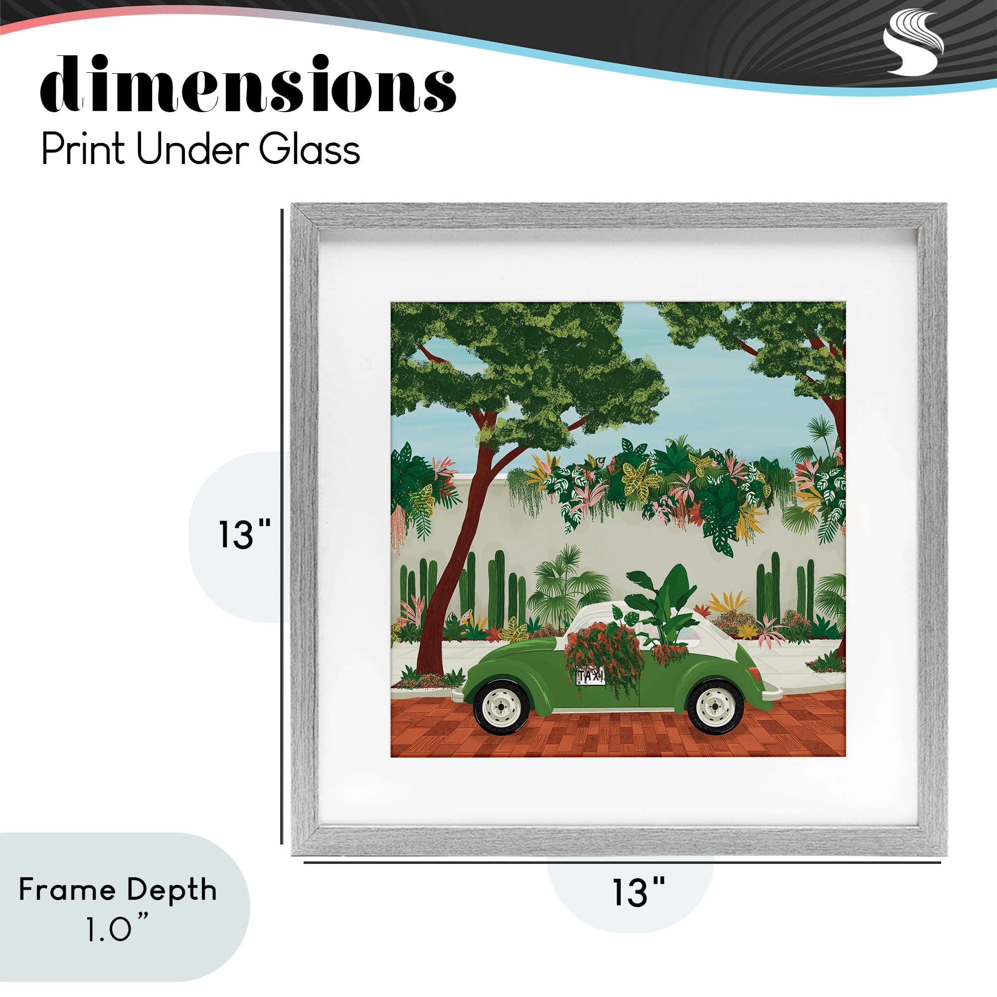 Stupell Industries Overgrown Garden Taxi Gray Framed Print Under Glass, design by Vero Illustrates