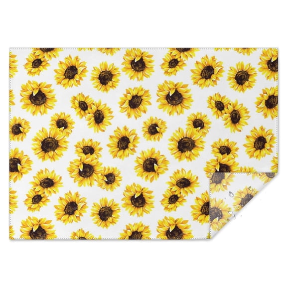 White Sunflower Rectangle Tablecloth 60"x84",Waterproof Polyester Rectangle Table Cloth, Wipeable Spillproof Polyester Tablecloth for Dining, Camping, Indoor and Outdoor