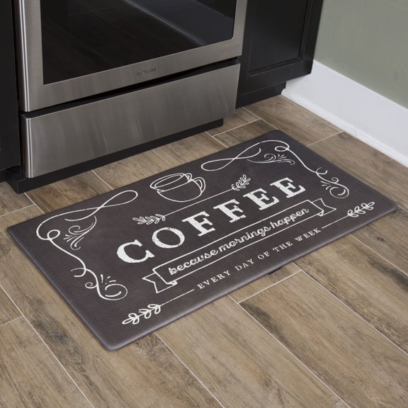 Nicole Miller New York Coffee Because Anti-Fatigue Kitchen Mat, Brown/Ivory, 20"x39"