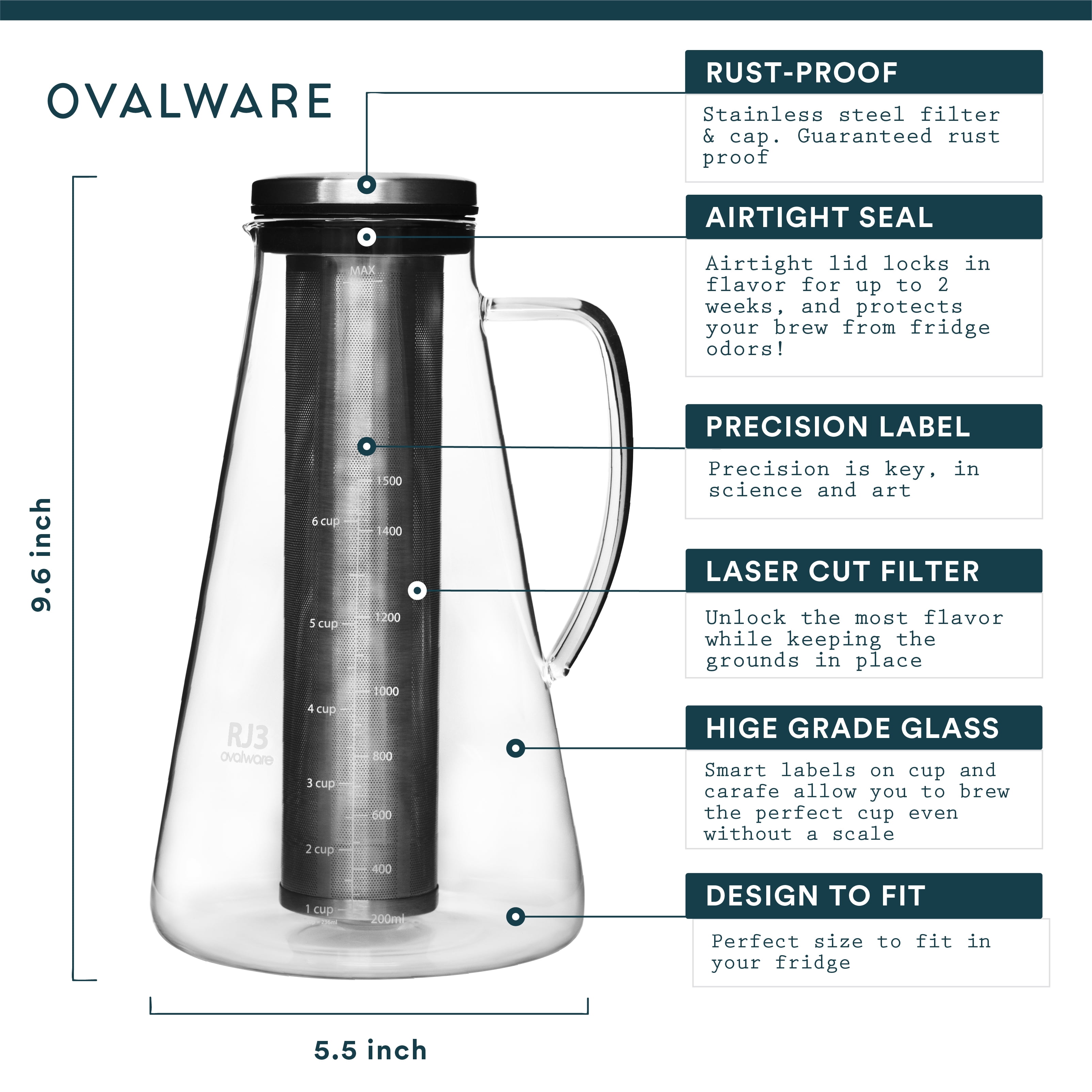 ovalware rj3 brewing glass carafe