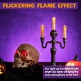 thumbnail image 2 of 2 piezas de candelabros de calavera para decoración de Halloween, luces LED para interiores, sin llama, soporte para velas de casa embrujada aterradora, decoración para mesa, hogar, fiesta, 2 of 7