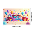 thumbnail image 2 of Birthday Celebration Backdrop Banner with Colorful Cupcake Balloon Decorations Perfect for Parties Events Photography Festive Occasions Vibrant Background Display, 2 of 3