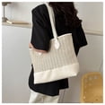 thumbnail image 3 of Nvzi Bolso de hombro tejido, bolso de mano tejido y bolso de cosméticos, bolso de mano tejido elegante para playa de verano, 12 x 4,52 x 10,43 pulgadas, blanco, 3 of 4