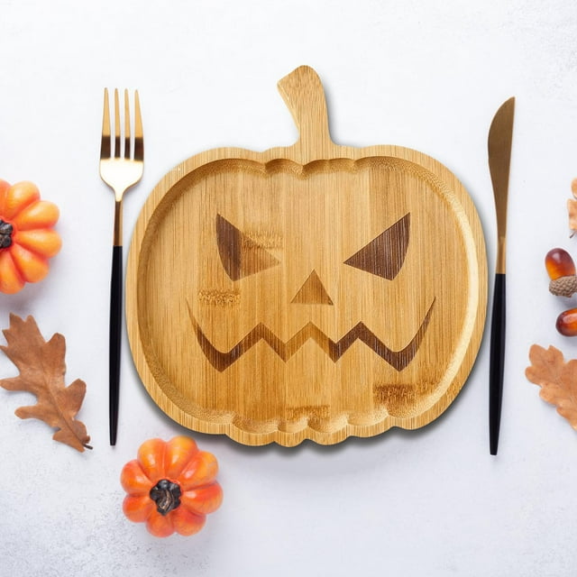 LSLJS Halloween Wooden Pumpkin Ghost Tray Dining Home Kitchen Package, Home Kitchen Gadgets Accessories