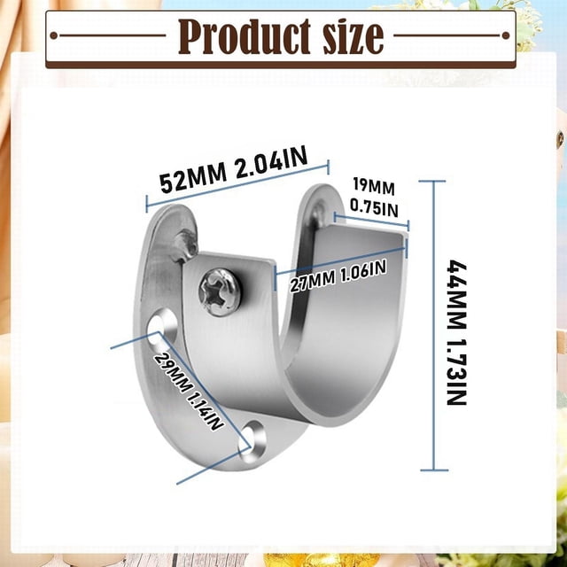 Support de Tringle de Rideau de Douche, Support d'Extrémité Robuste avec Vis, Fini Argenté, Convient à Diverses Tailles de Tringle, Idéal pour les Installations Domestiques et Commerciales, Support de Tringle de Rideau de Douche 4 Pcs