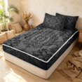 thumbnail image 3 of Erosebridal Bohemian Damask Zipper Twin Comforter Sets with Fitted Sheet and 2 Pillowcases, Hippie Floral Zipper Bedding Set, Charcoal Gray Black, Black Reversible, 3 of 7