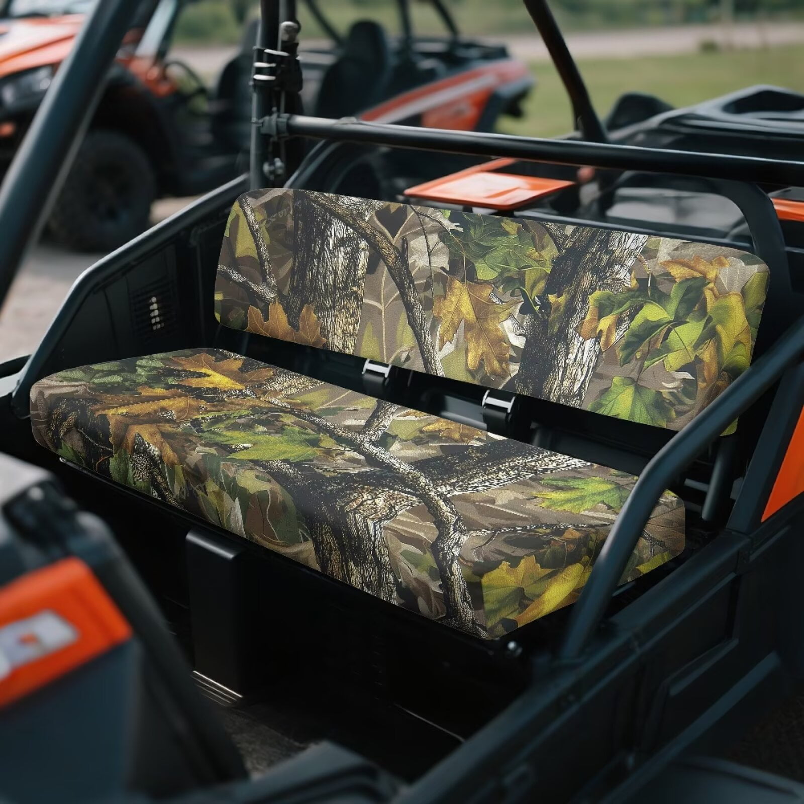 Uorisanigo UTV Seat Covers Set Dustproof Camouflage Hunting Mule Seat Cover Cushion Suitable for Kawasaki Mule 4010 4x4 2009-2025 Full Protection Covers, Anti-Slip UTV Accessories