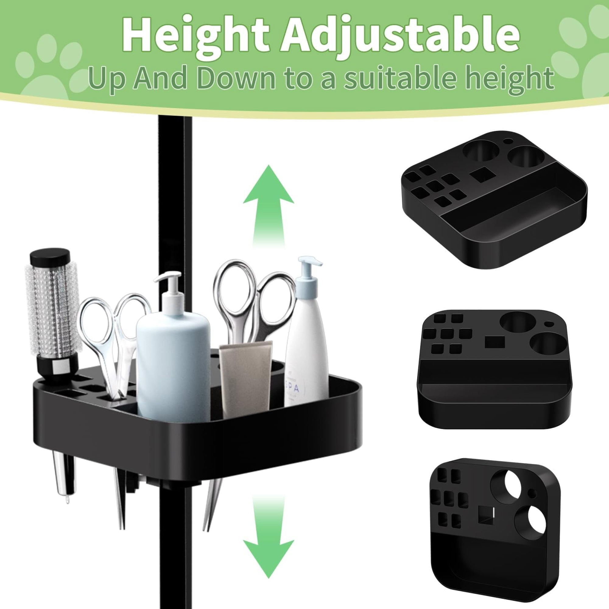 Leumius 47Inch Black Pet Grooming Table, Stainless Steel Foldable Grooming Table for Dogs at Home Adjustable Height Arms Pet Station with Nooses, Mesh Tray, Tool Organizer
