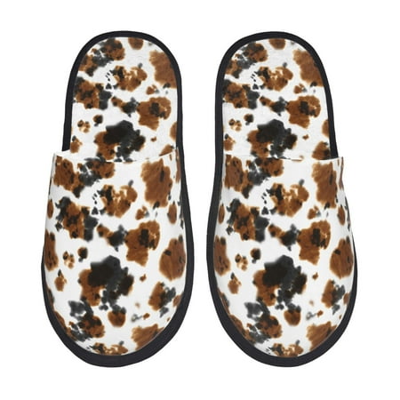Balery Cow Tie Dye Slient Indoor Furry Fleece Comfort House Shoes Soft Non-Slip Home Shoes Cotton slippers House Slippers-- Medium