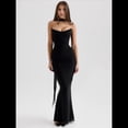 thumbnail image 4 of Vestido Tubo con Hombros Descubiertos para Mujer, Estilo Corsé, Plisado, Ajustado, para Invitada de Boda Formal, Conjunto de Dos Piezas. Negro S, 4 of 9