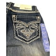 thumbnail image 5 of Grace In LA Women's Heavy Stitch Crystal Embellished Pockets Bootcut Stretch Jeans (32), 5 of 6