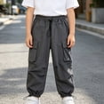 thumbnail image 4 of Bixock Sweatpants for Boys High Waist Cargo Pant with Side Pockets Kids Solid Color Loose Casual Joggers Comfortable Workout Activewear Boys Clothings Size 13-14Years, 4 of 6