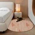 thumbnail image 2 of Round Rugs 4 Ft, Line Texture Non Slip Area Rugs for Kitchen Bedroom Entryway, Orange Abstract Art Retro Washable Carpet Runner Rug Floor Mats for Bedroom Home Decor, 2 of 8