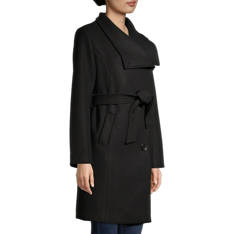 Mark Alan Women s Long Asymmetrical Wrap Coat with Belt Walmart