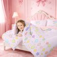 thumbnail image 3 of meiyoeat Rainbow Gradient Monogram E Full Size Comforter Sets,Dreamy Balloon Initial Art Bedding Comforter Set For Girl,Pink Reversible,3pcs,1 Comforter and 2 Pillowcases, 3 of 7
