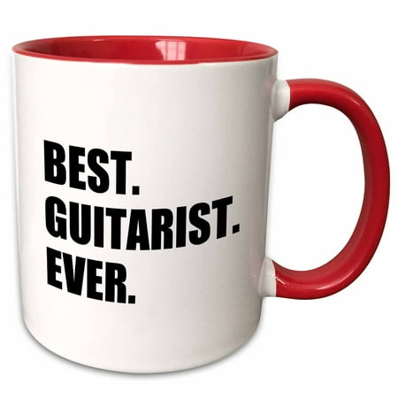 3dRose Best Guitarist Ever - fun gift for talented guitar players, black text - Two Tone Red Mug,