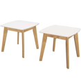 thumbnail image 1 of Walker Edison Table d'Appoint Rétro Moderne en Naturel et Blanc (Lot de 2), 1 of 5
