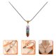 thumbnail image 2 of Collar de cuero con piedra natural y piedra puntiaguda hexagonal para mujer, 2 of 7