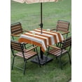 thumbnail image 5 of Burnt Orange Grey Stripe Outdoor Tablecloth with Umbrella Hole, Farmhouse Modern Art Striped Spillproof Waterproof Outdoor Table Cover, Patio Tablecloths for Party/Garden/Picnic, Square 60"x60", 5 of 9