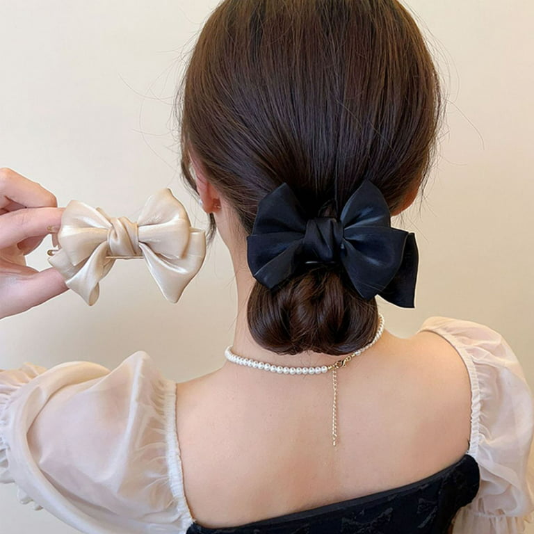 Acheter Lady Hair Claw Elastic Spring Anti-slip Strong Claw Big Bow-knot  Double Layers Hair-fixed Soft Fabric Princess Style Hair Gripper Photograph  Prop