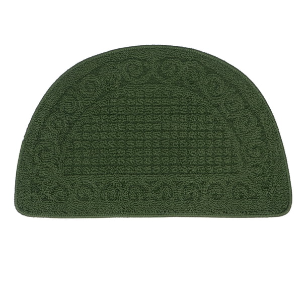 Felpudo de fibra de polipropileno antideslizante semicircular para casa, oficina y baño (verde oscuro, 40 x 63 cm)