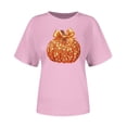 thumbnail image 4 of NuoCaiYun Summer T Shirts for Women, Casual Womens Workout Tshirt Pumpkin Print Round-Neck Pullover Short Sleeve Tops, 4 of 6