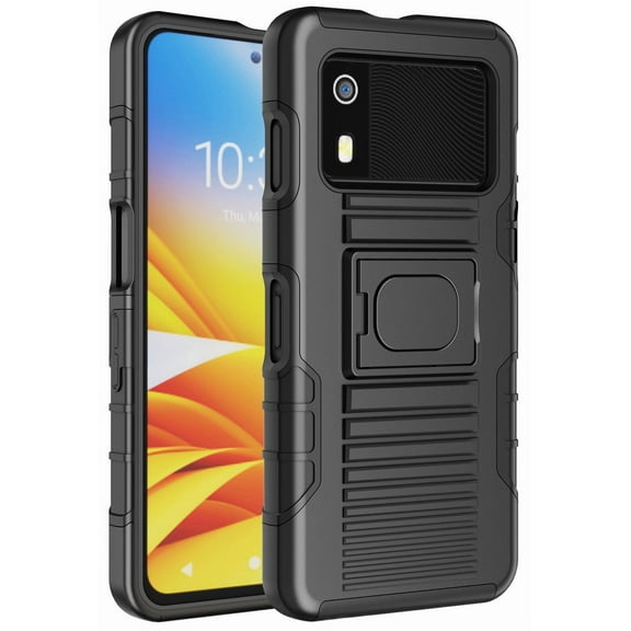 Rugged Case for Zebra EM45 RFID Mobile Scanner, Nakedcellphone Hybrid Ring Grip Cover with Stand - Black