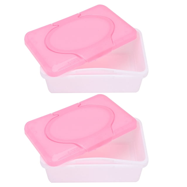 Minkissy Wet Tissue Boxes 2Set Pink for Home Use Storage and Moisture Retention Plastic