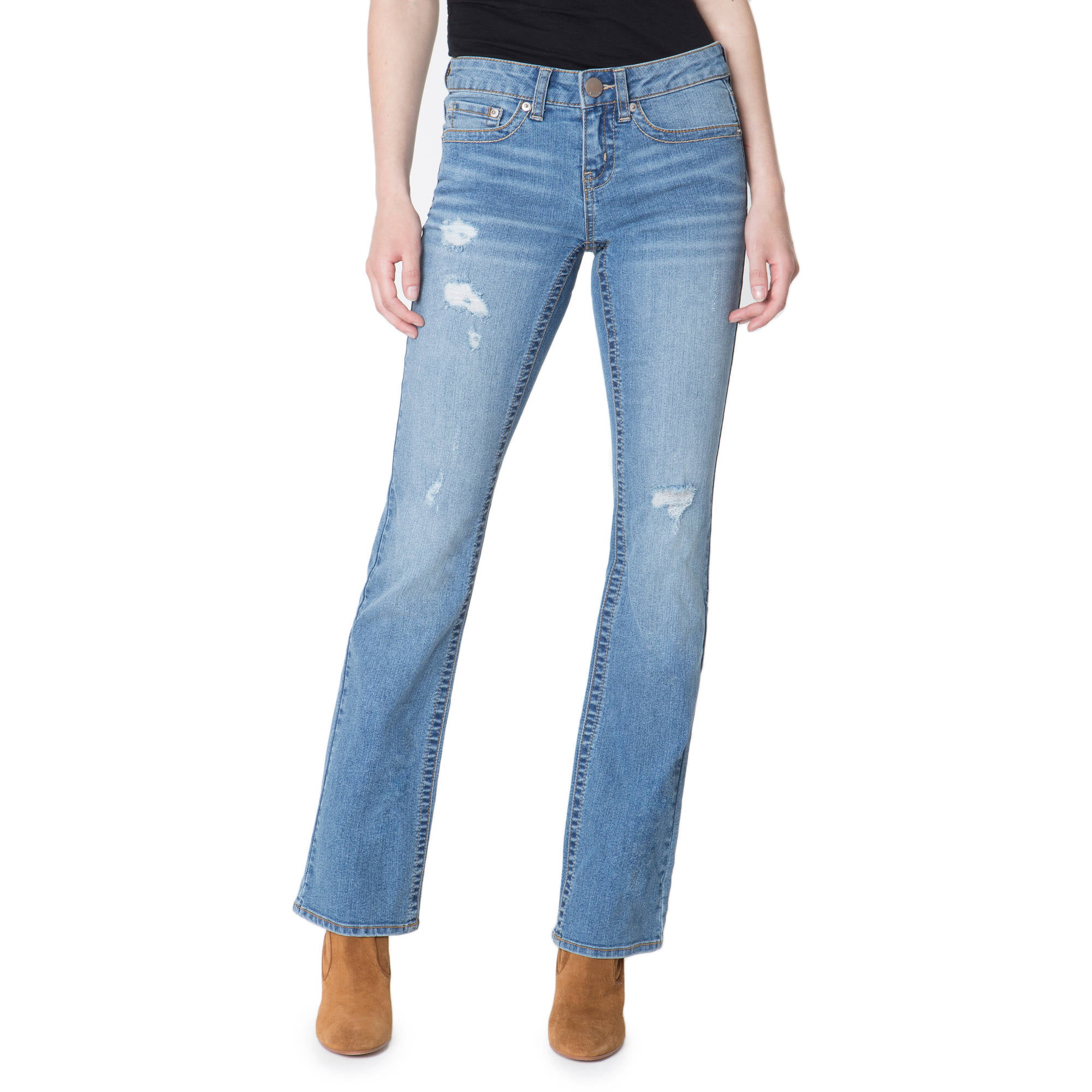 No Boundaries Juniors' Essential Distressed Bootcut Jeans - Walmart.com