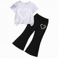 thumbnail image 4 of HCNTES Little Girl's 2 Piece Print Outfit T-shirts with Bell Bottom Flare Pants Outfits Set Kids Girls School Suit 3T 4T 5T Children Girls Summer Clothing Set(D01-A,2-3 Years), 4 of 4