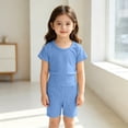 thumbnail image 4 of Dxzfnsa Toddler Kids Sets Round Neck Short Sleeve T Shirts and Comfortable Shorts Sets Unisex Two Piece Summer Solid Color Outfits, 4 of 7