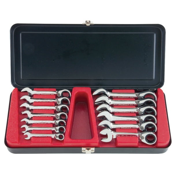 Blackhawk 13 Pc Stubby Reversible Gear Ratcheting Wrench Sets, Metric