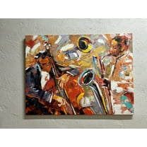 African American Art, Saxophone Printed, Musicians Art, Music Wall Decor, Abstract Canvas, Jazz Music Wall Decor, Ethnic Art, Canvas Wall Decor - Black Framed