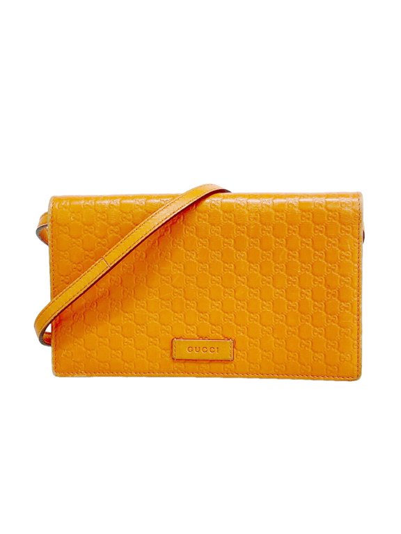 Pre-Owned Gucci Microguccissima Leather Shoulder Wallet, 466507, Orange, Women's
