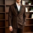 thumbnail image 2 of LODIENY Men Double Breasted Blazer Slim Fit Contrast Lapel Collar Elegant Fashion Suit Jackets with Pockets for Dress Wedding Business Coffee XXL, 2 of 7