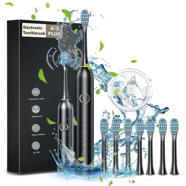 Electrodomésticos Cepillo de dientes con 8 cabezales 6 modos de limpieza Resistente al agua IPX7 Cepillo de dientes resistente al agua Nuevos plásticos Cepillo de dientes eléctrico