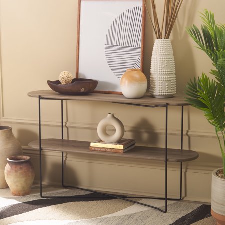 Safavieh Marlee Modern Wood and Metal Console Table Light Gray Oak/Black