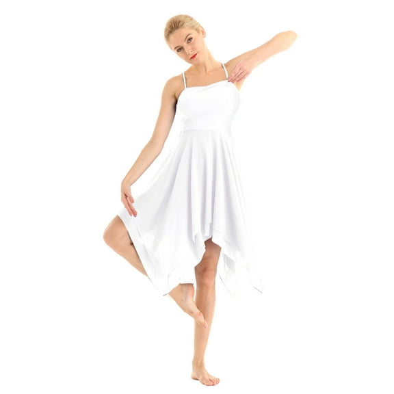 renvena Women's Girls Lyrical Asymmetric Costume Sweetheart Ballet Dance High-Low Skirt Performance