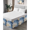 thumbnail image 4 of Abstract Mottled Texture Bed Skirt King Size 18" Drop Yellow Blue Painting Ruffled Wrap Around Bed Skirts Adjustable Elastic Bedskirt Dust Ruffle for King Size Bed, 4 of 7