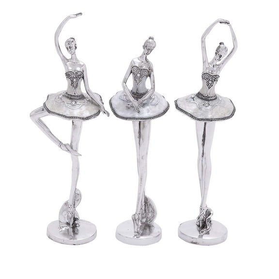 7"W, 18"H Silver Polystone Dancer Sculpture, by DecMode (3 Count)