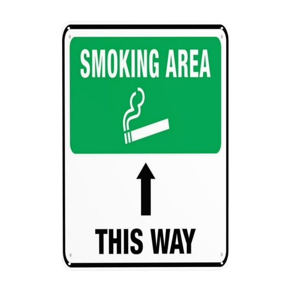 Smoking Area This Way Straight Arrow Tin Sign Warning Metal Sign Vintage Sign Wall Decor for Home Farm Bar Coffee Shop Club Decoration 8x12 Inch