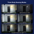 thumbnail image 4 of Luz de pared solar con sensor de movimiento para exteriores | 3 modos | Alimentado por energía solar | IP65 a prueba de agua | LED de alto brillo | Luz y control remoto | Fácil instalación | Para, 4 of 7