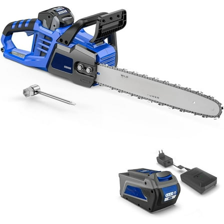 Electric Chainsaw Cordless 40V 16" Brushless, 4.0 Ah Battery and Charger, Smart Cut technology, Efficient cutting, Safe and Reliable, Great for Tree Felling, Storm Clean-Up, Pruning