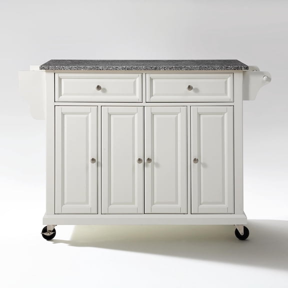 Crosley Furniture Wood/Solid Granite Kitchen Cart in White/Gray