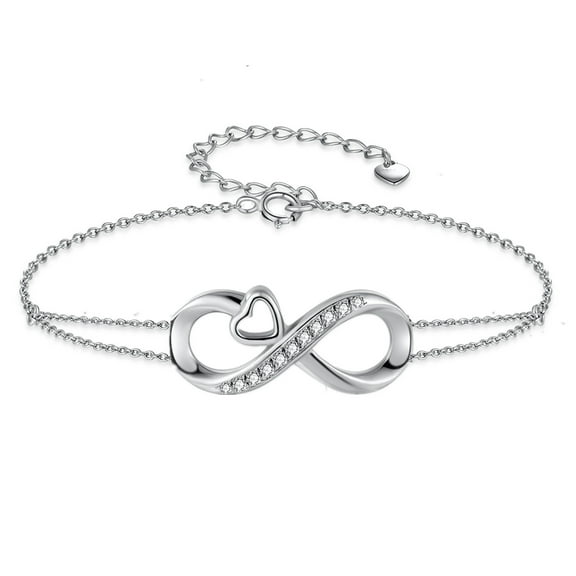 Devuggo Adjustable Sterling Silver Bracelet Infinity Heart Jewelry Gifts for Women