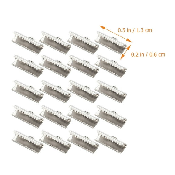 WHAMVOX  100 Pcs Ribbon End Clamps Findings for Jewelry Making Silver