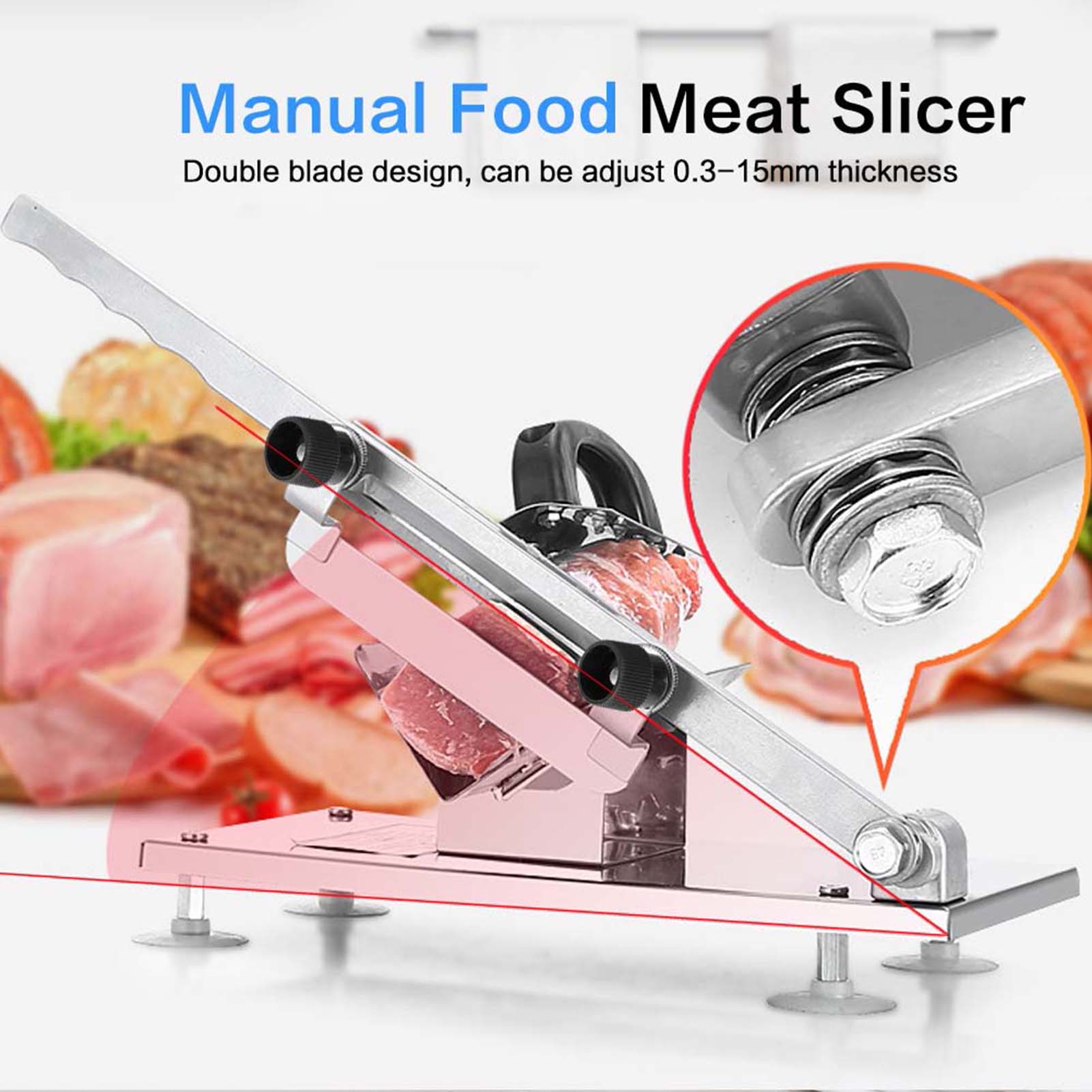 Trancheuse Manuelle à Viande Et Légumes | Acier Inoxydable, 27.5cm | Multifonction Pour Cuisine Maison Et Restaurant