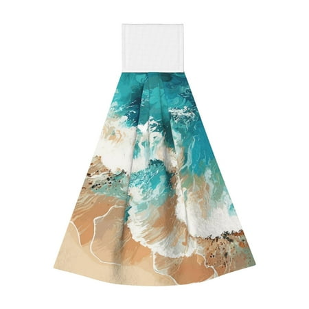 

Horeoi Ocean Wave Crash Print Coral Fleece Microfiber Hanging Hand Towel Absorbent Hand Towel Quick Dry Thicken Cleaning Cloths Wipes Rags for Kitchen & Bathroom