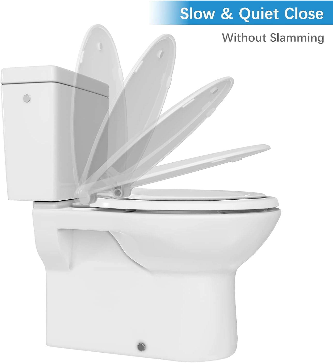 19" Elongated Toilet Seat with Built-In Potty Training Seat, Soft Quiet-Close Lid with Non-Slip Design, Magnetic Kids Seat in White, Easy to Install and Clean