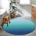 thumbnail image 4 of Teal Blue Ombre Round Area Rug 4 FT, Non Slip Indoor Outdoor Rug, Modern Abstract Art Gradient Aesthetics Washable Soft Circular Carpet Non-Shedding Floor Mat for Coffee Table Nursery Foyer Balcony, 4 of 8